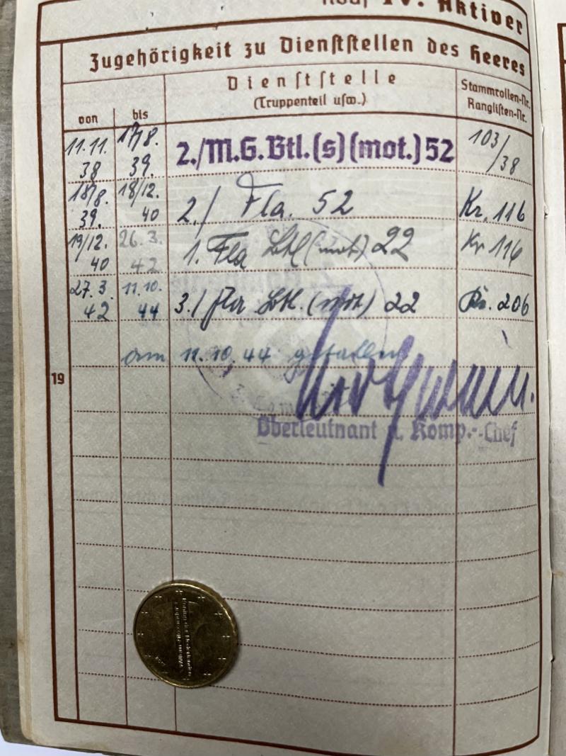 Wehrpass -  WH (Heer) - 22.LL.Div. - Crete - Schulenberg