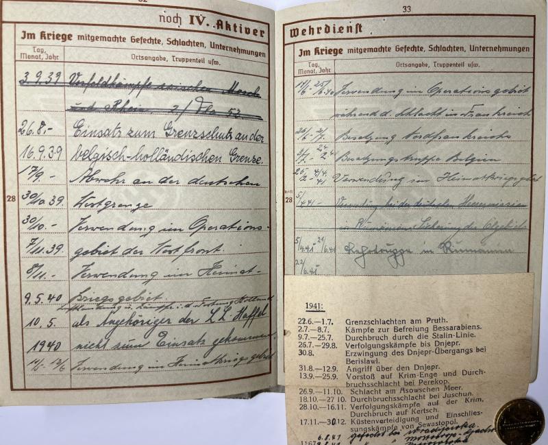 Wehrpass -  WH (Heer) - 22.LL.Div. - Crete - Schulenberg