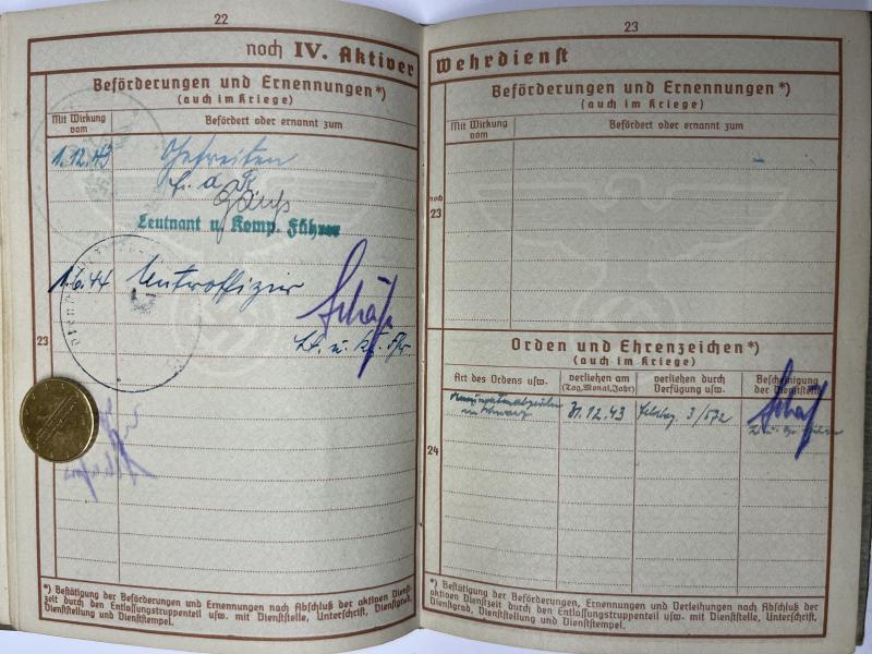 Wehrpass -  WH (Heer) -  Pi.Btl.672 - Richling