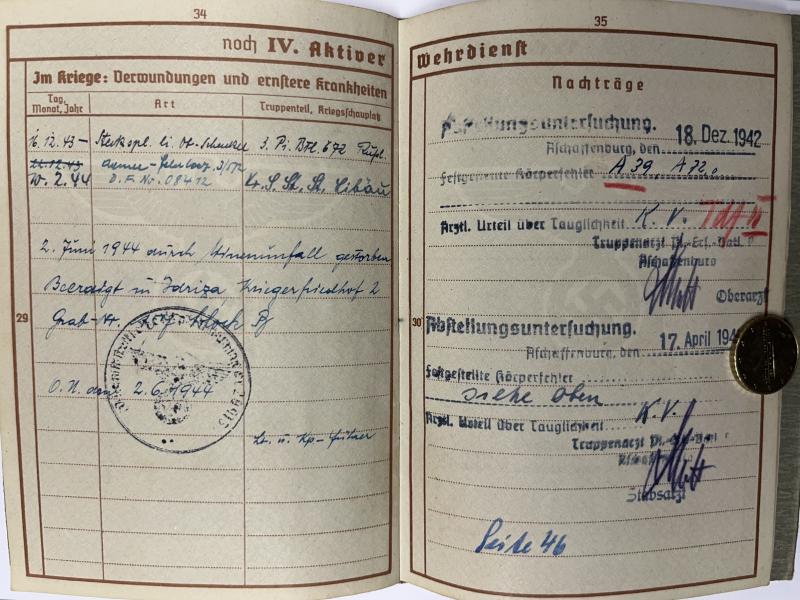 Wehrpass -  WH (Heer) -  Pi.Btl.672 - Richling