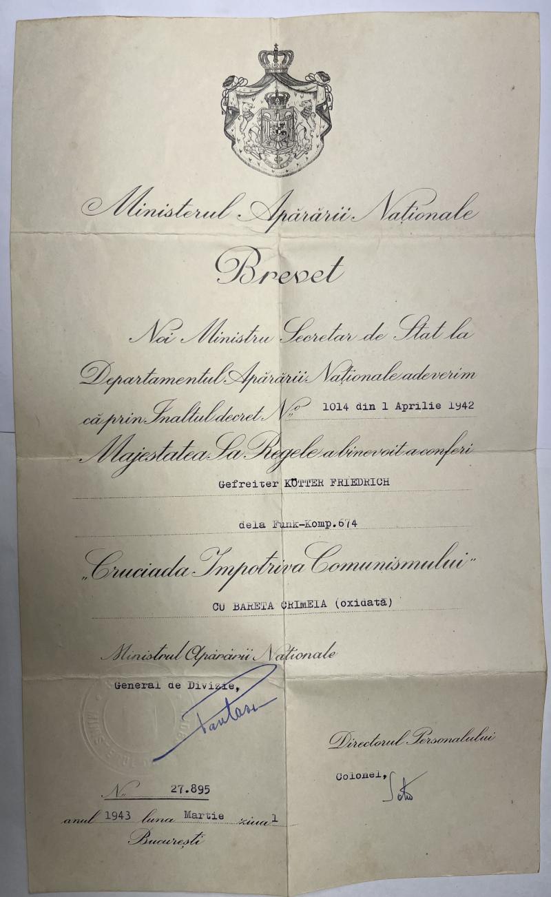 HY I.D,s/Wehrpass - Funk Komp.F (mot) (verst.) 674 - Kötter