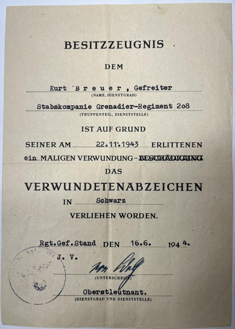 Citation - WH (Heer) -  79.Inf.Div. - Breuer