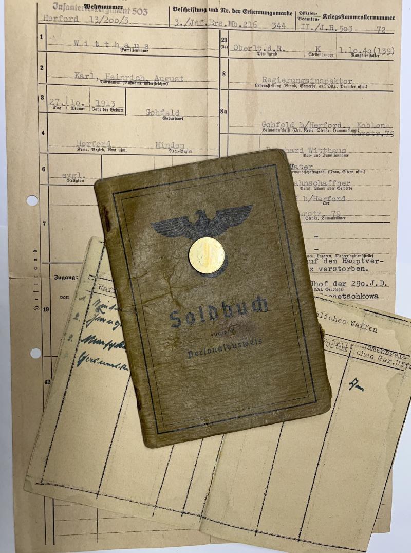 Soldbuch - WH (Heer) - 290.Inf.Div. - Witthaus