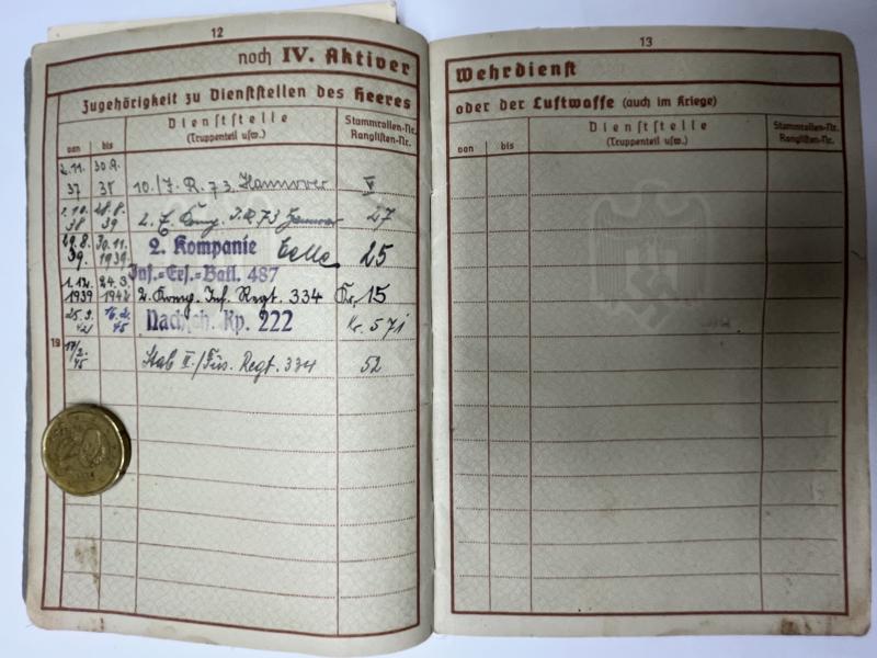Wehrpass/Soldbuch/Arbeitsbuch - 181.Inf.Div. - Bielenberg