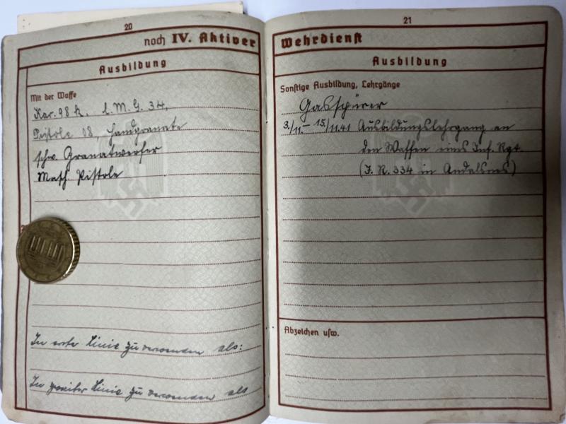 Wehrpass/Soldbuch/Arbeitsbuch - 181.Inf.Div. - Bielenberg