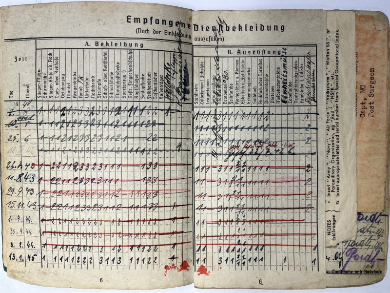 Soldbuch - Luftwaffe - 22.Flak Div. - Pfordte