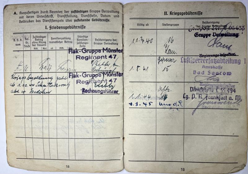 Soldbuch - Luftwaffe - 22.Flak Div. - Pfordte