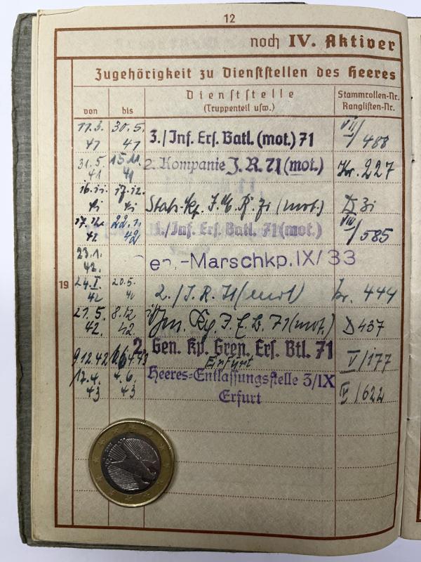 Wehrpass - WH (Heer) - 29.Inf.Div.- Dehnhardt