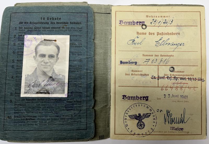 Wehrpass/citations - Luftwaffe - KG 77 /LN.Rgt.352 - DAK/Italy - Ellwanger