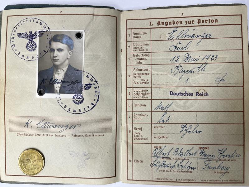 Wehrpass/citations - Luftwaffe - KG 77 /LN.Rgt.352 - DAK/Italy - Ellwanger