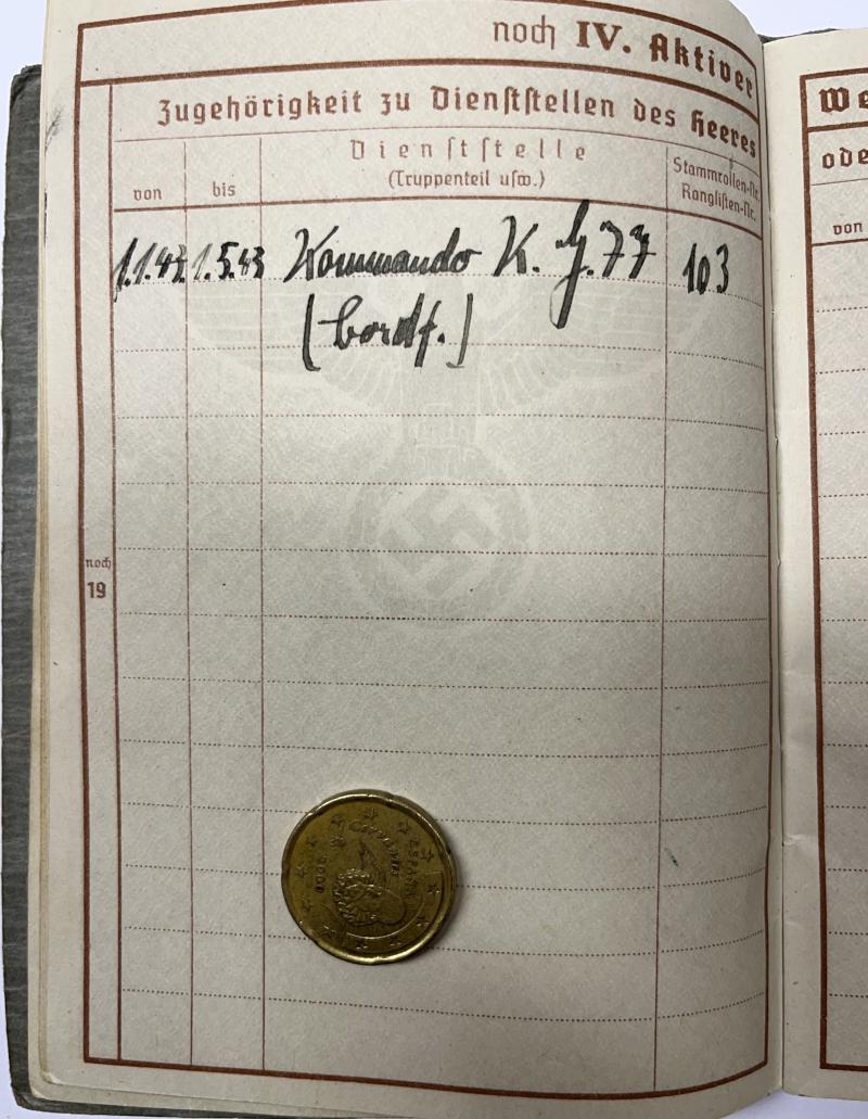 Wehrpass/citations - Luftwaffe - KG 77 /LN.Rgt.352 - DAK/Italy - Ellwanger