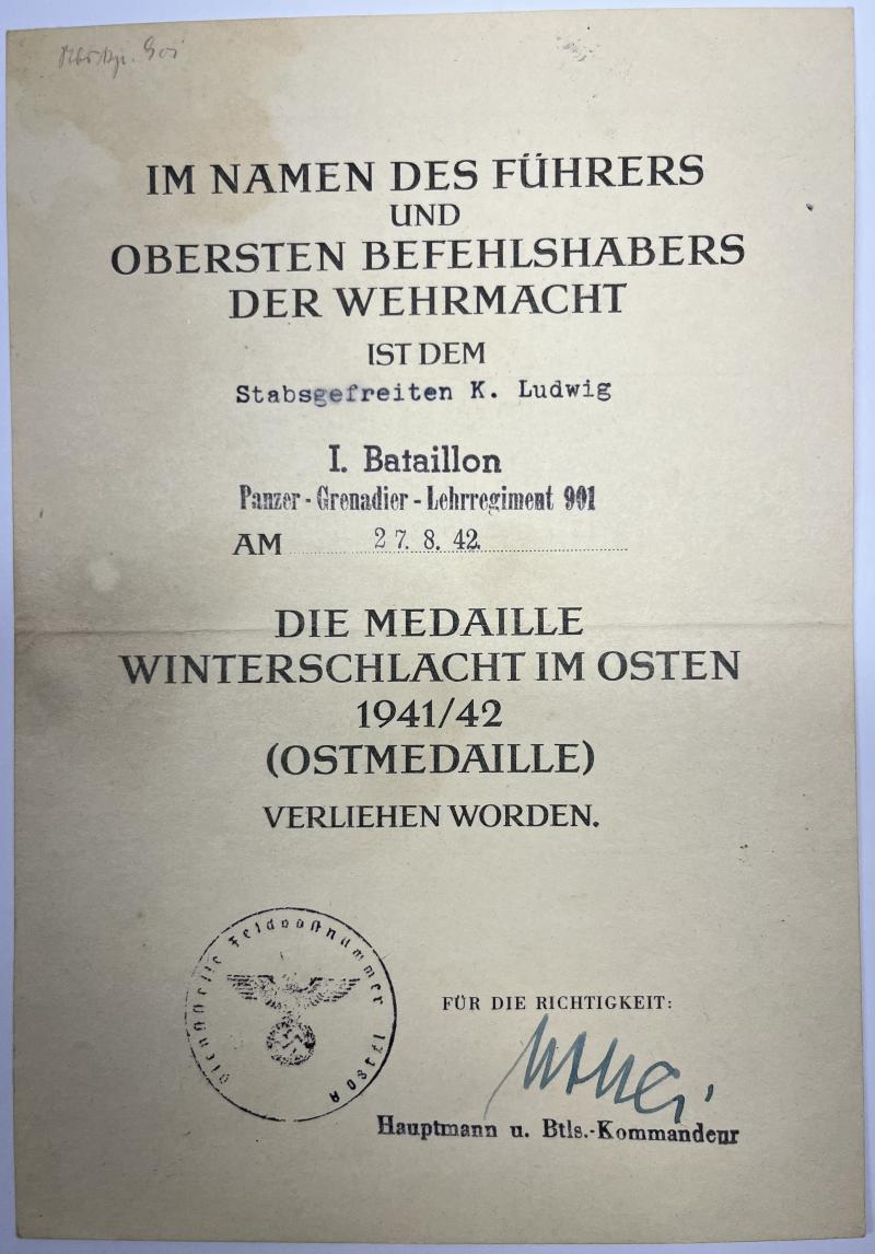 Citation grouping - WH (Heer) - Lehr Brigade 900 - Ludwig