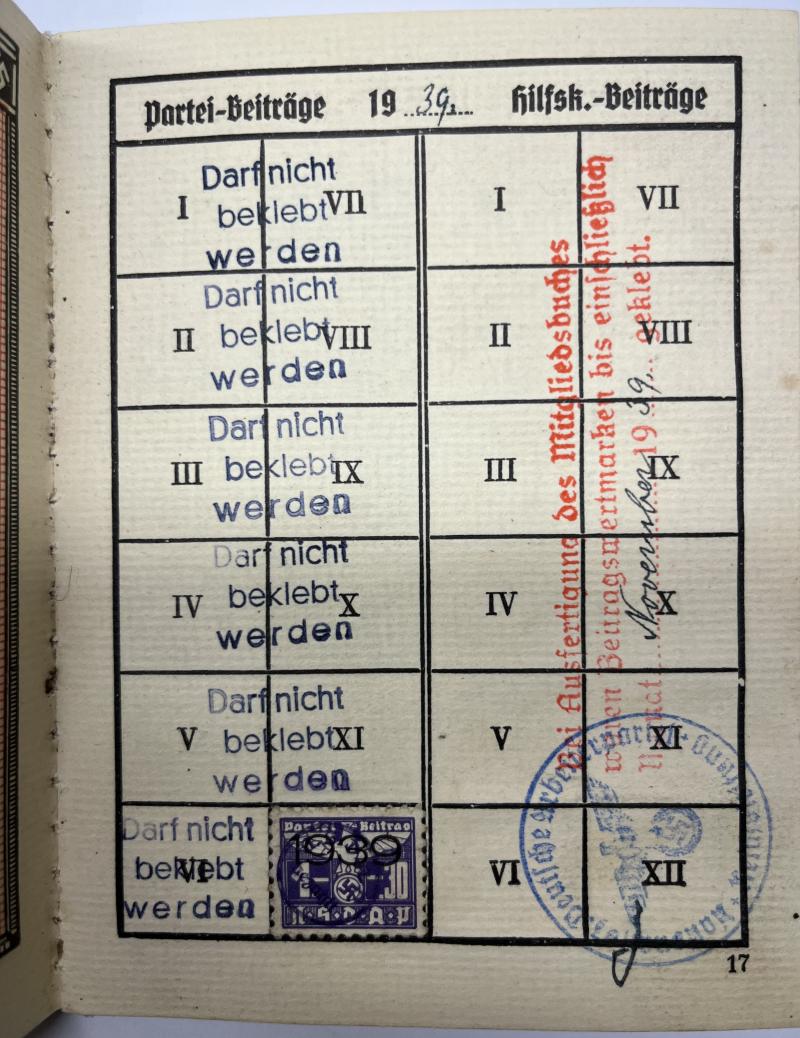 N.S.D.A.P. I.D./S.A.Leistungsbuch - Neumann