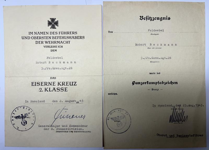 Citation grouping - WH (Heer) - 8.Pz.Div. - Beckmann