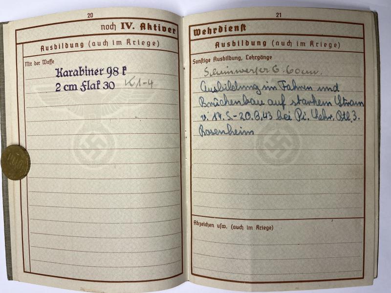 Wehrpass - Luftwaffe/WH (Heer) - 18.Pz.Div. - Stölpe