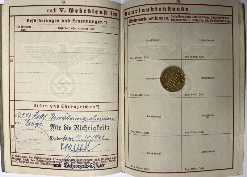 Wehrpass - Luftwaffe/WH (Heer) - 18.Pz.Div. - Stölpe