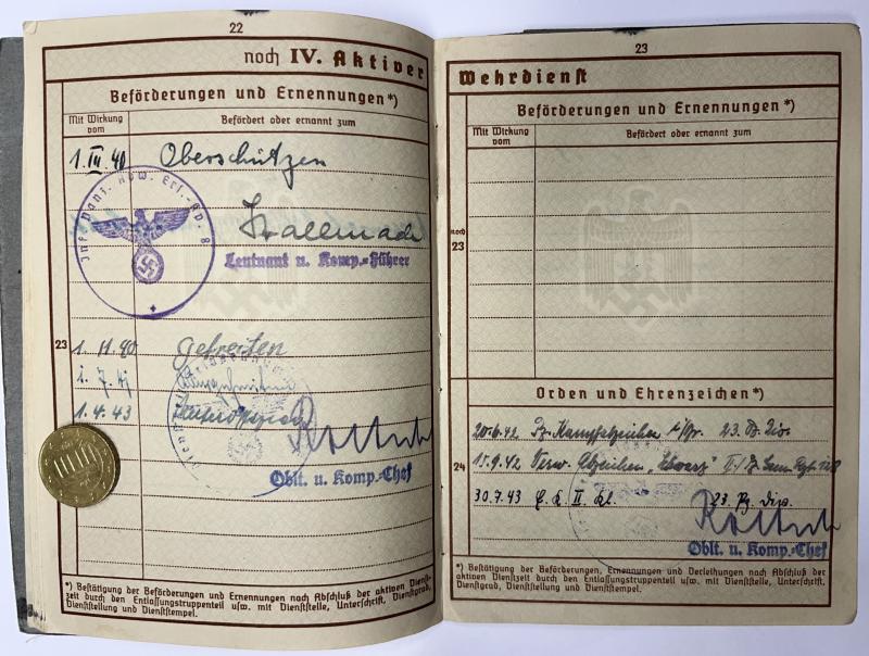 Wehrpass - WH (Heer) - Pz.Jäg.Ers.Abt.5 /23.Pz.Div. - Hutschalik