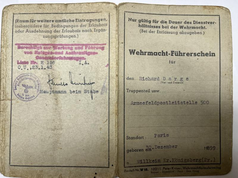 Wehrpass /Soldbuch /citation - WH (Heer) -
