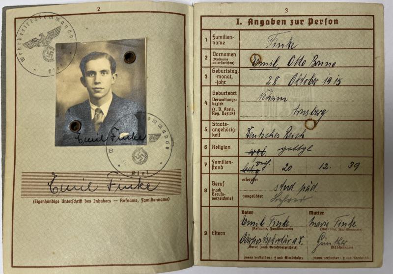 Wehrpass - WH (Heer) - Pz.Abw.Abt.559 - Finke