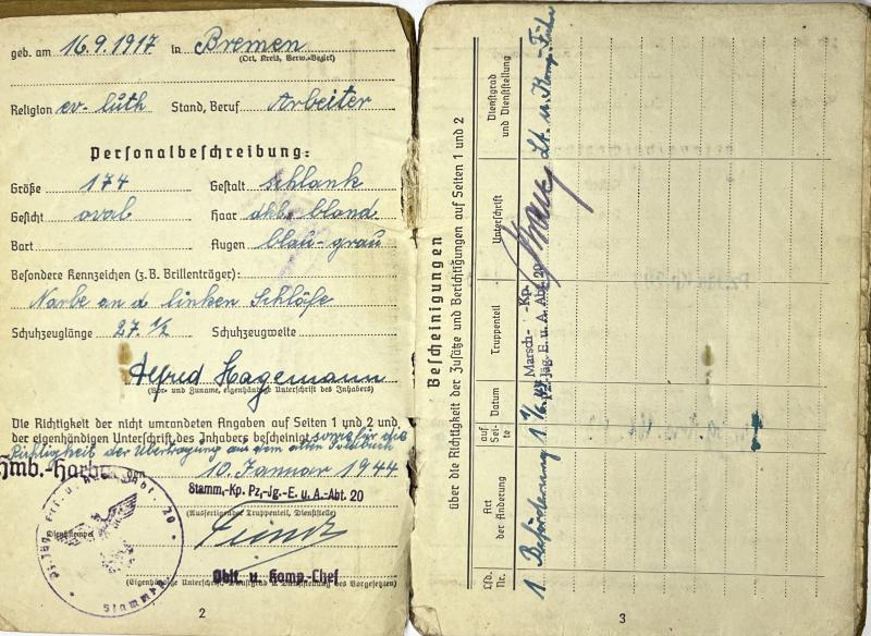 Soldbuch - WH (Heer) - 208.Inf.Div. - Hagemann