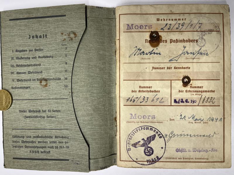 Wehrpass - WH (Heer) - Div.Nr.526 - Jansen