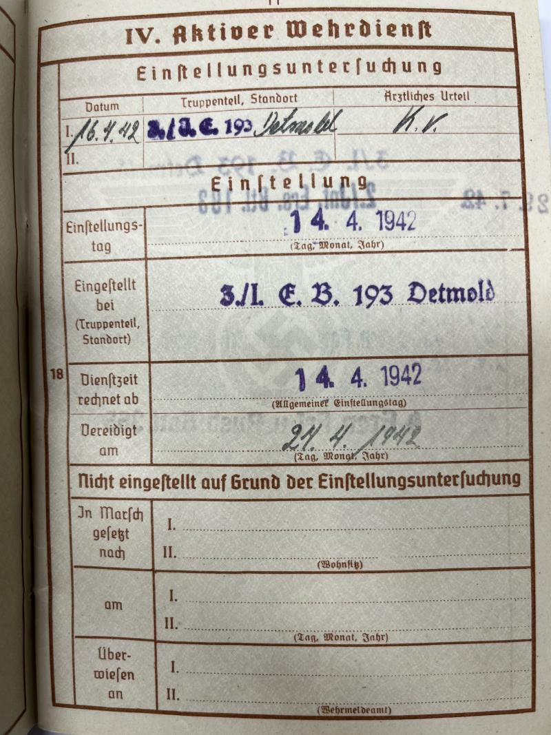 Wehrpass - WH (Heer) - Div.Nr.526 - Jansen