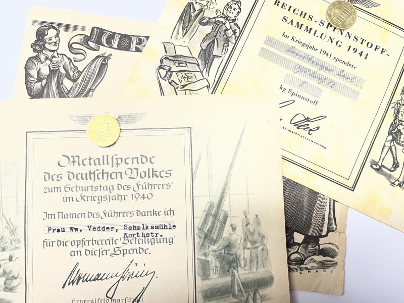 Reichs-Spinnstoff/Metallspende - certificates