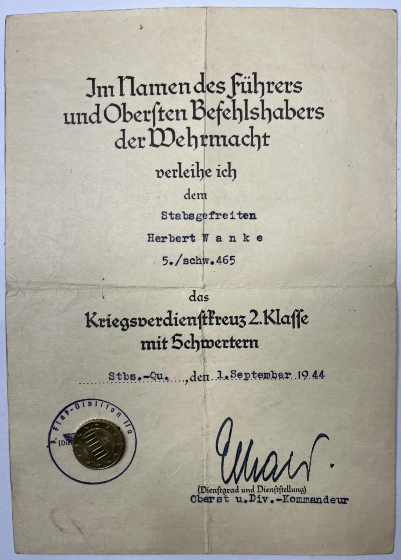 Citation - Luftwaffe - 7.Flak-Div. - Wanke