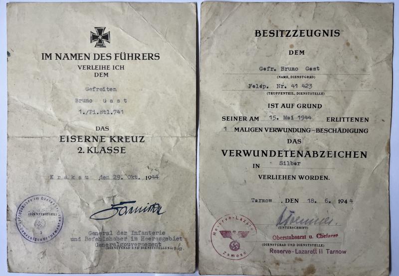 Citation set - WH (Heer) - Pi.Btl.741 - Gast