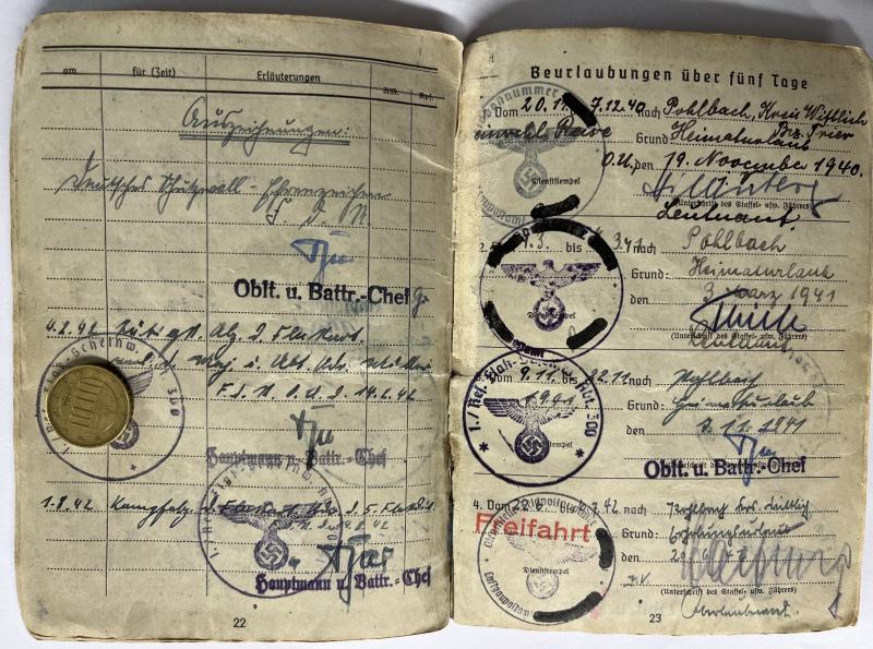 Soldbuch - Luftwaffe - 16.Flak Div. - Hoffmann