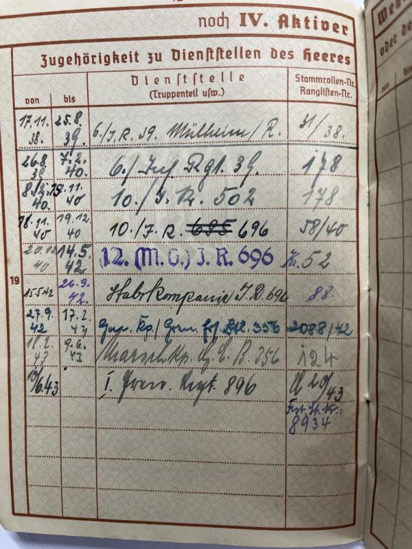 Wehrpass/Soldbuch/citation WH (Heer) - 265.Inf.Div. - St.Nazaire - Hambüch