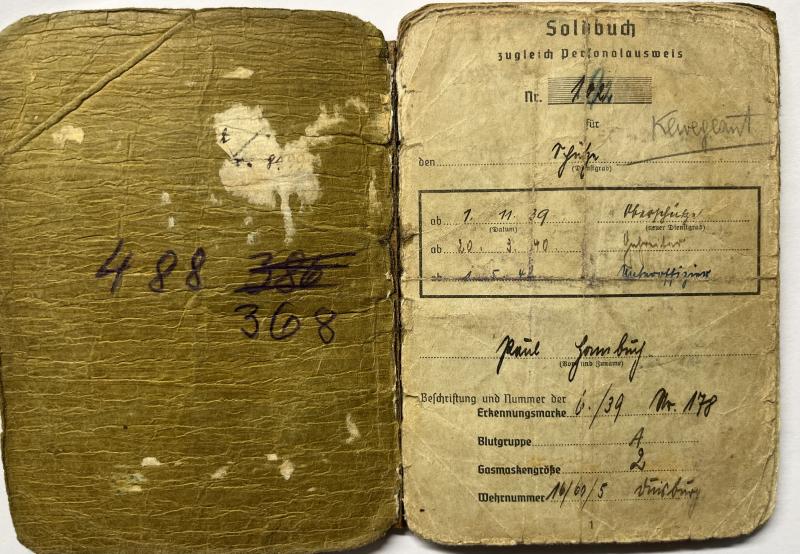 Wehrpass/Soldbuch/citation WH (Heer) - 265.Inf.Div. - St.Nazaire - Hambüch