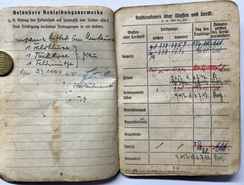 Wehrpass/Soldbuch/citation WH (Heer) - 265.Inf.Div. - St.Nazaire - Hambüch
