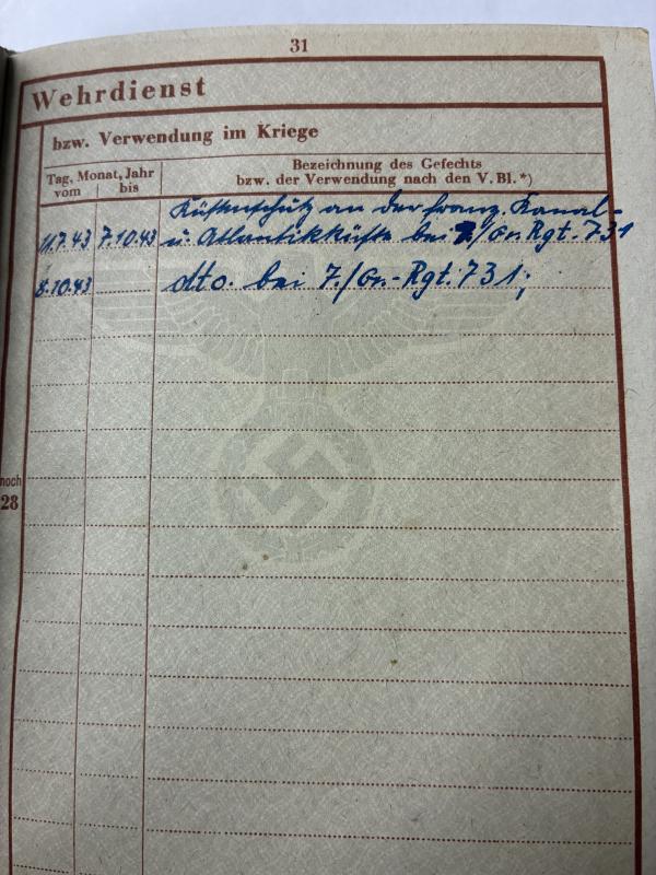 Wehrpass - WH (Heer) - 711.Inf.Div.- Weber