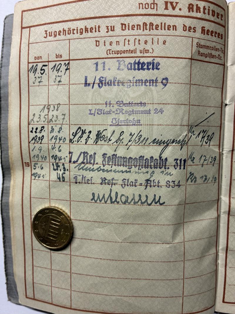 Wehrpaß /citation / photo grouping - Luftwaffe - Flak - Wilkmann