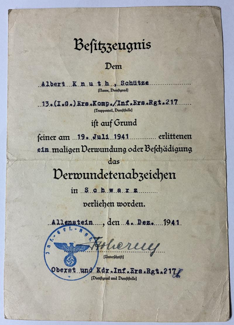 Citation set - WH (Heer) - 217.Inf.Div. - Knuth