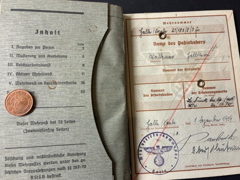 Wehrpass - Luftwaffe - LN-Komp.4./2 - KIA - Sicily - Hellftern