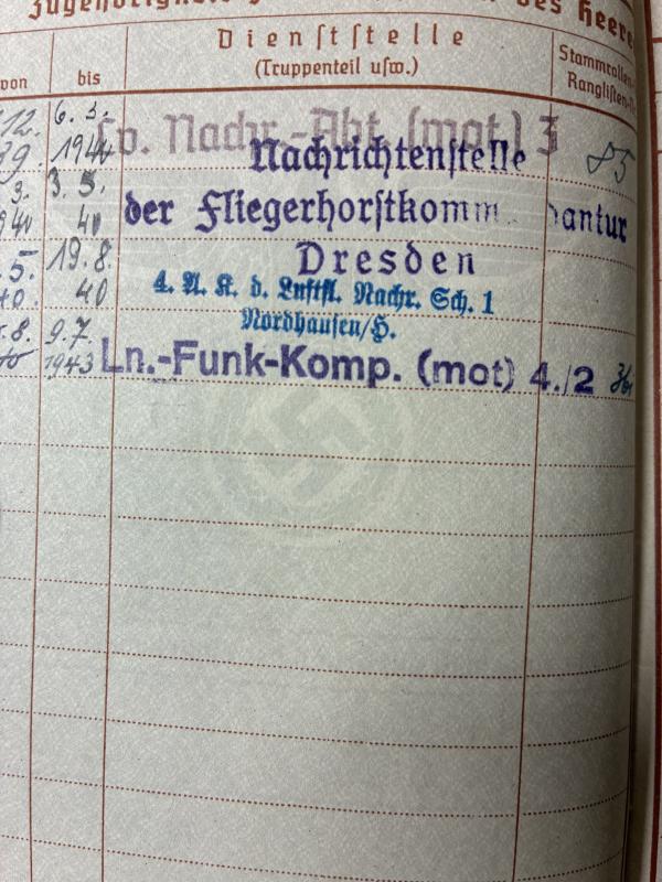 Wehrpass - Luftwaffe - LN-Komp.4./2 - KIA - Sicily - Hellftern