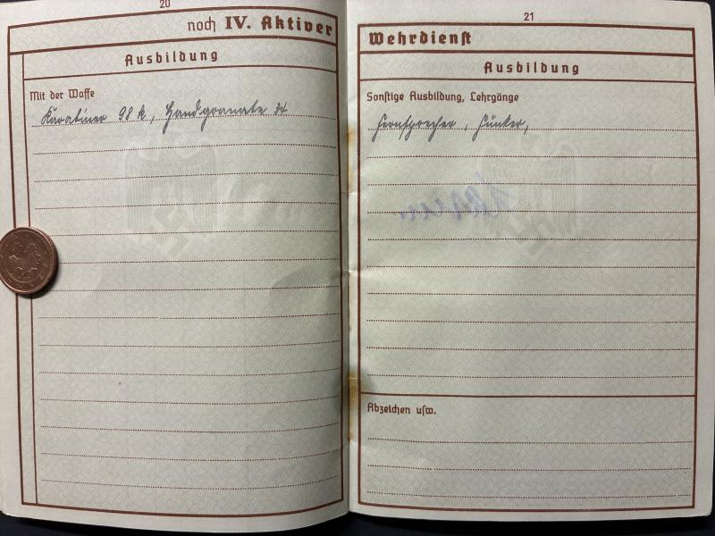 Wehrpass - WH (Heer) - M.G.Batl.15 - KIA 1939 - Wichmann