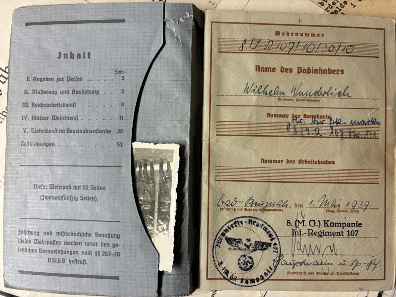 Wehrpass / citation grouping - WH (Heer) - 34.Inf.Div. - Wunderlich