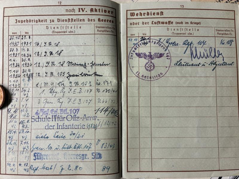 Wehrpass / citation grouping - WH (Heer) - 34.Inf.Div. - Wunderlich