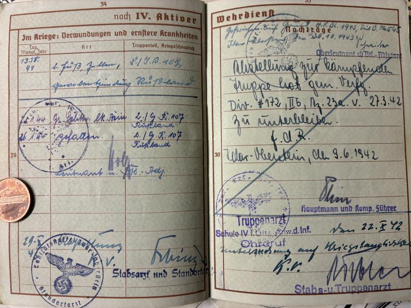 Wehrpass / citation grouping - WH (Heer) - 34.Inf.Div. - Wunderlich