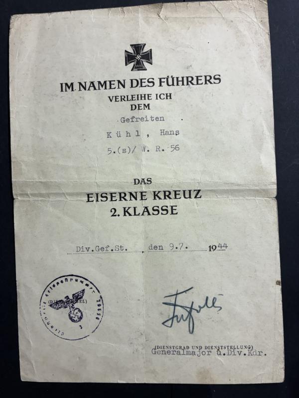 Citation - Luftwaffe - 20.Luftwaffe Sturm Div. - Kühl