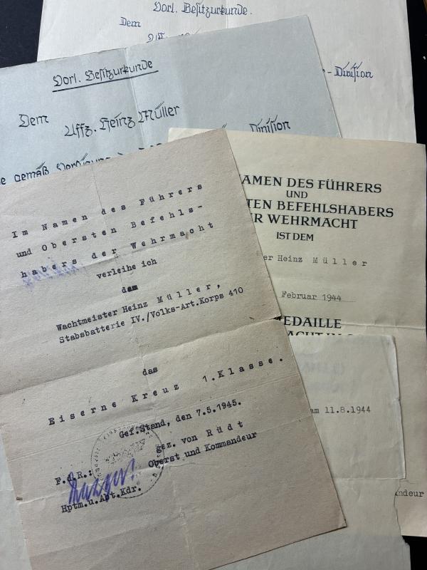 Citation  grouping - Luftwaffe/WH (Heer) - 3.Fschj.Div. /Volks-Art.Korps 410 - Müller