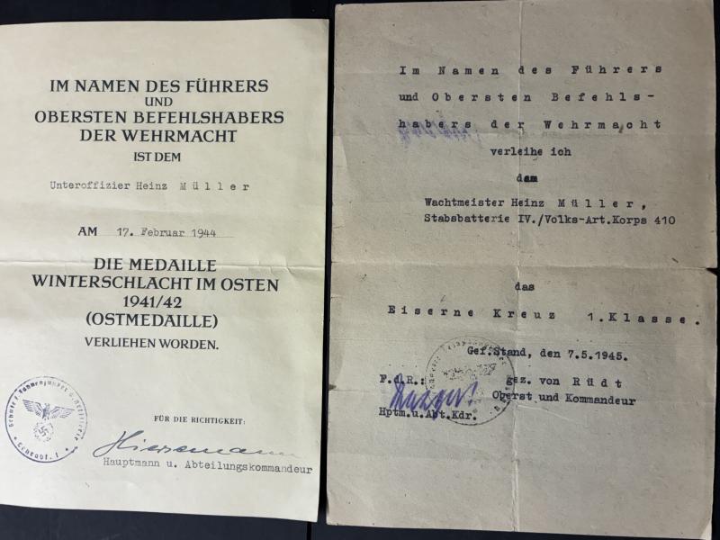 Citation grouping - Luftwaffe/WH (Heer) - 3.Fschj.Div. /Volks-Art.Korps 410 - Müller