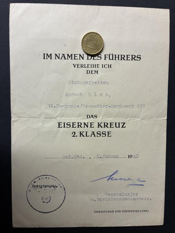 Citation - WH (Heer) - 93.Inf.Div. /21.Feld.Div. - Klos