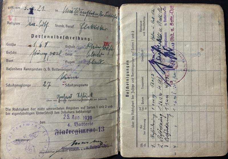 Soldbuch/citation grouping - Flak Rgt.13/Flak Rgt.24 - Schlunk