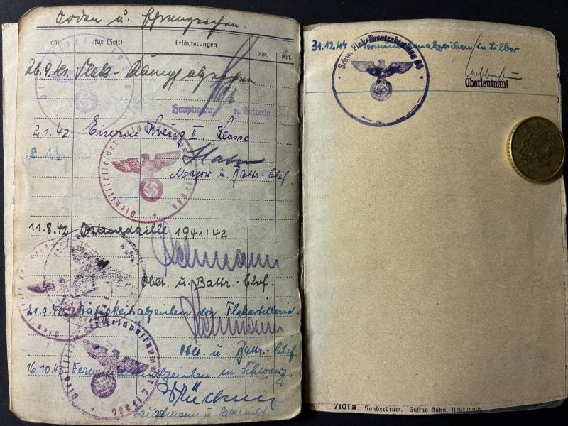 Soldbuch/citation grouping - Flak Rgt.13/Flak Rgt.24 - Schlunk
