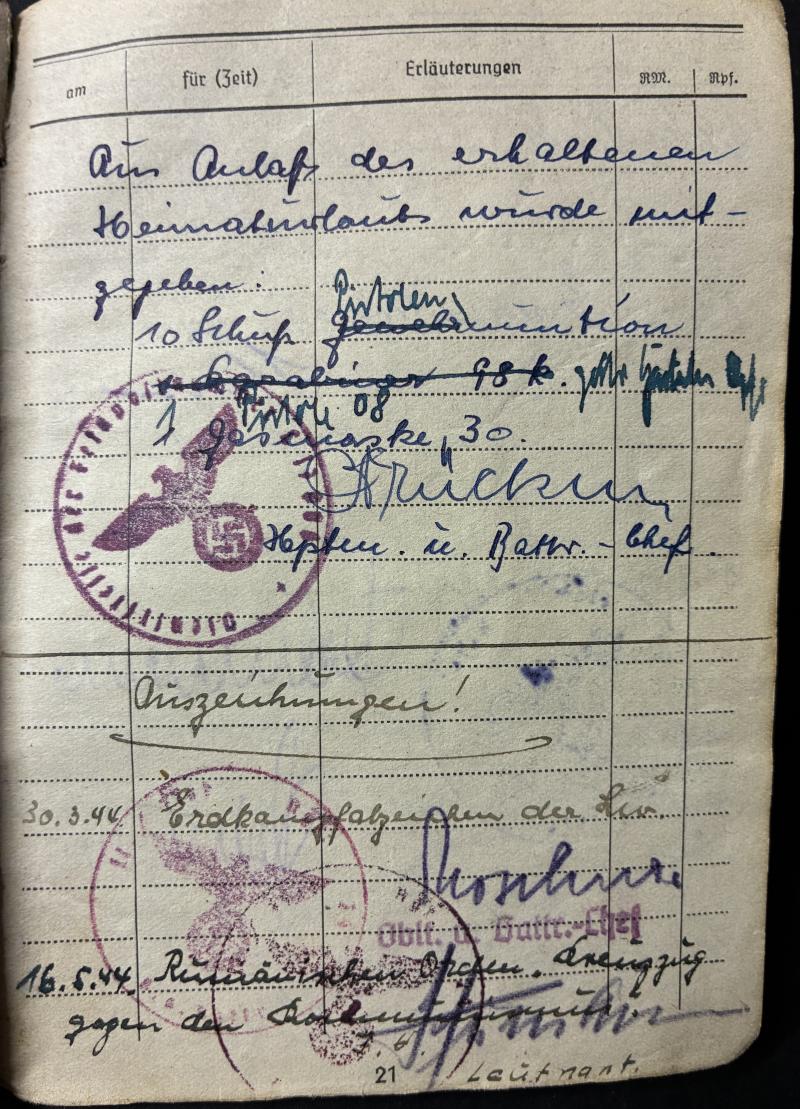 Soldbuch/citation grouping - Flak Rgt.13/Flak Rgt.24 - Schlunk