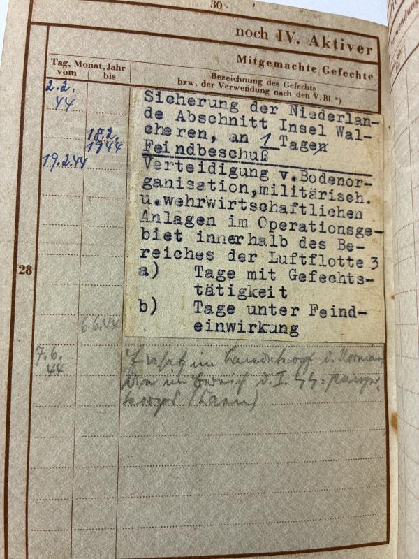 Wehrpass - Luftwaffe - Flaksturm Rgt.35 (mot)/18.Flak Brigade - Normandie - Hüvel